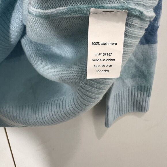 27 Miles Bennett Cashmere Sweater Women’s L Blue Printed Pullover Long Sleeve - Picture 4 of 7
